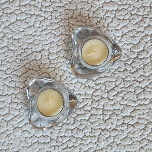 Things Remembered glass heart-shaped tea light heavy weight candles set …